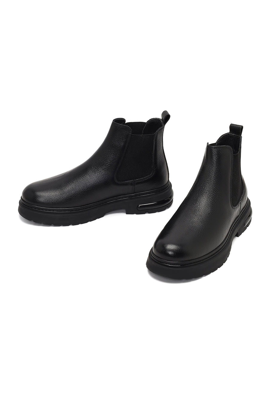 Male Black Thick-Soled Leather Chelsea Boots