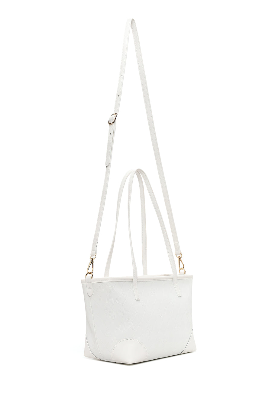 Woman White Long-Strap Printed Shoulder Bag