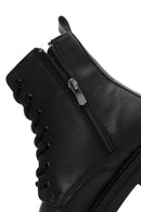Women's Black Lace-Up Zipper Detailed Combat Boots | Derimod