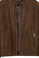 Ronaldo Male Tan Zip Closure Suede Jacket | Derimod