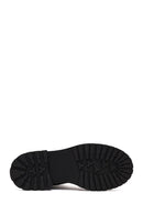 Women's Black Zippered Leather Combat Boot | Derimod