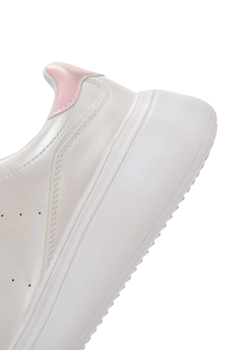Women's White Lace-Up Thick Soled Sneaker