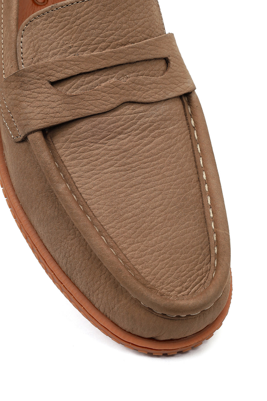 Men's Beige Chunky Sole Nubuck Leather Loafer