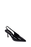 Woman Black Open-Back Thin-Heeled Patent Leather Leather Shoes | Derimod
