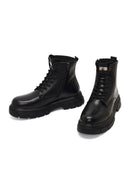 Men's Black Zippered Thick-Soled Leather Boots | Derimod