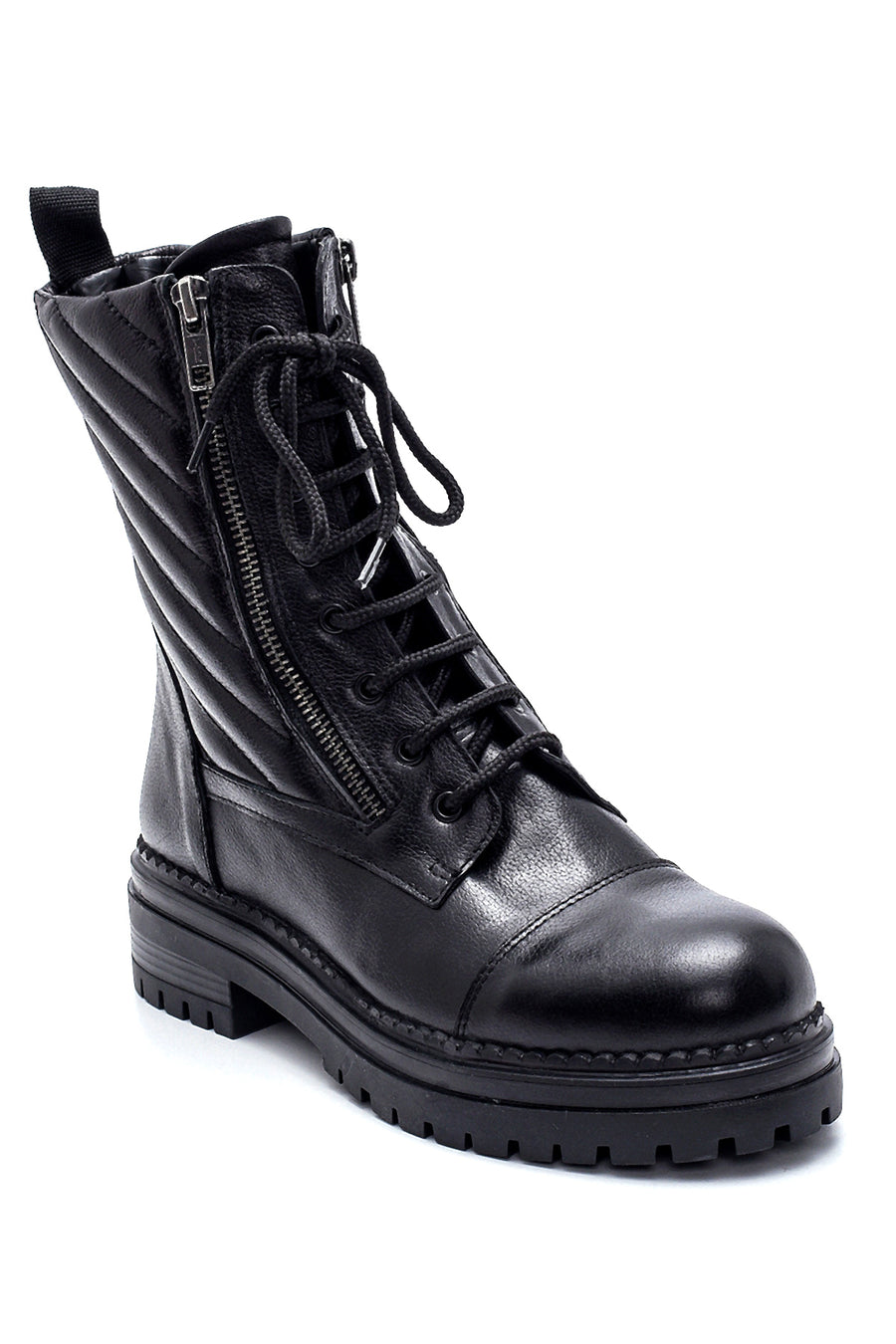 Women's Leather Quilted Boots