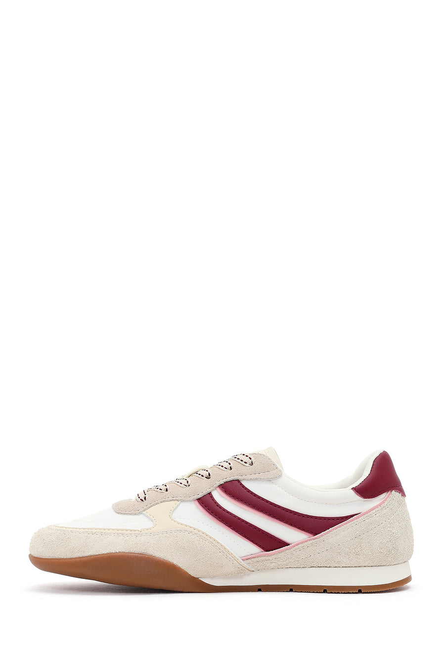 Women's Beige Lace-up Leather Sneaker