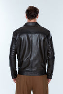 Bruno (Plus) Men's Black Leather Coat | Derimod