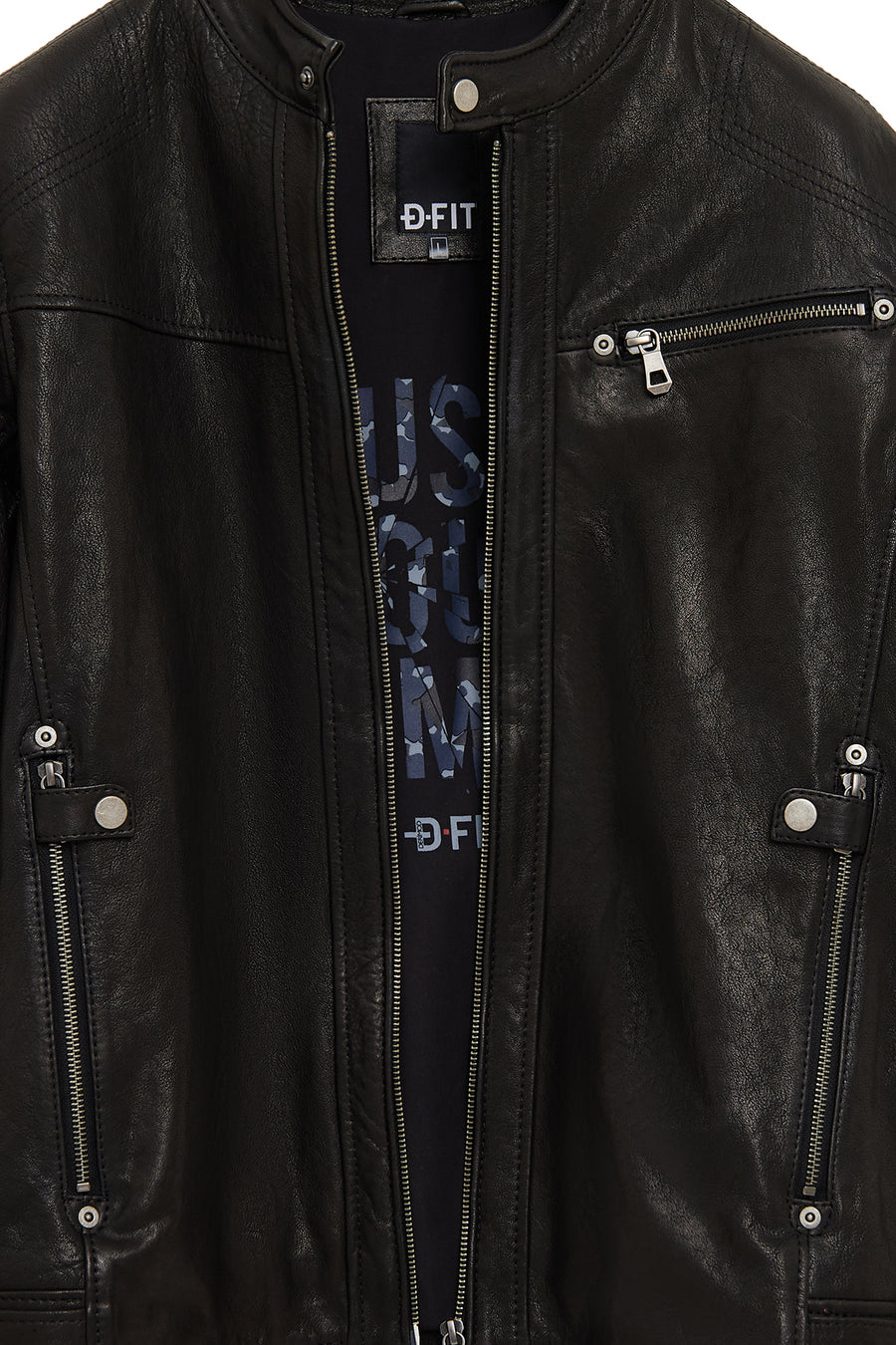 Towns Erkek Siyah Slim-Fit Kısa Deri Ceket
