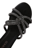 Women's Black Stone Slippers | Derimod