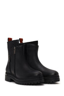 Harley Davidson Woman Black Peking Zip Closure Thick-Soled Leather Boots | Derimod