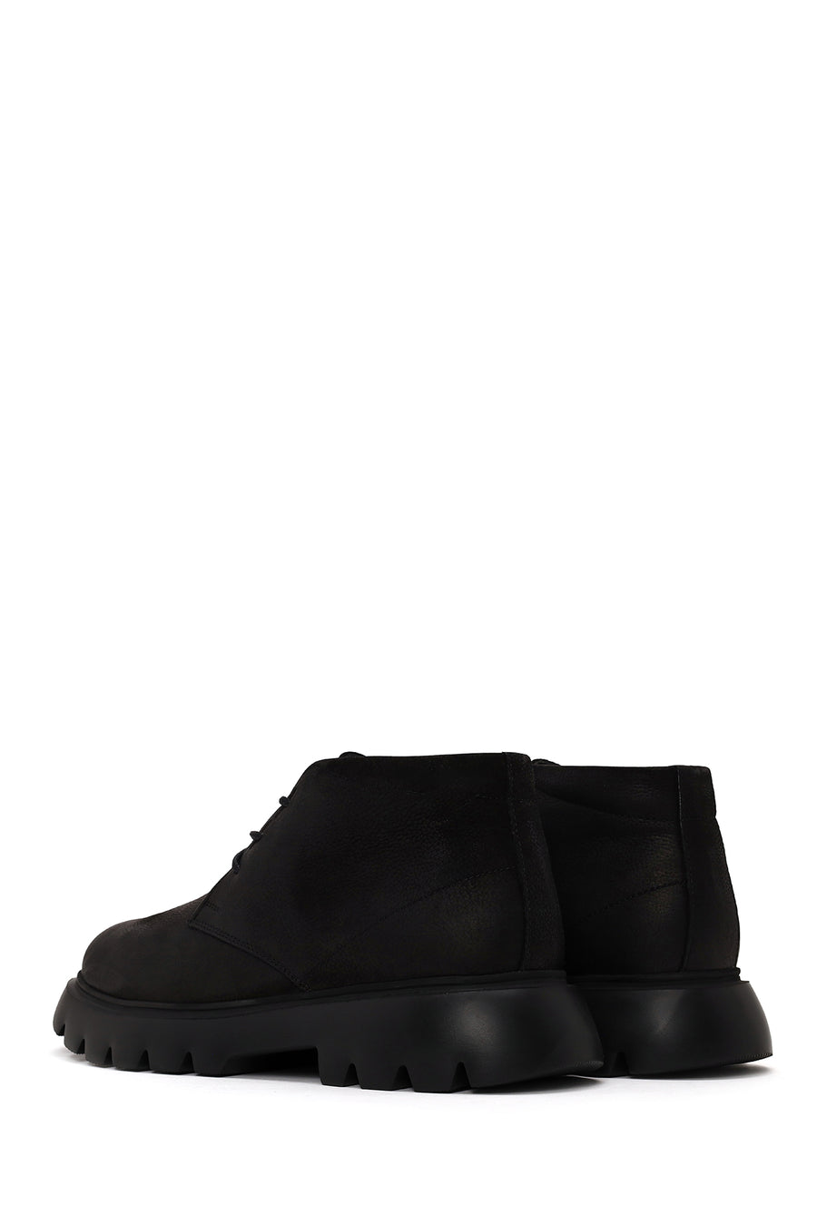 Male Black Lace-up Nubuck Leather Casual Boots