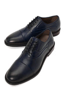 Male Navy Lace-up Leather Casual Shoes | Derimod