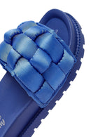 Women's Blue Knitted Detailed Jelly Slippers | Derimod