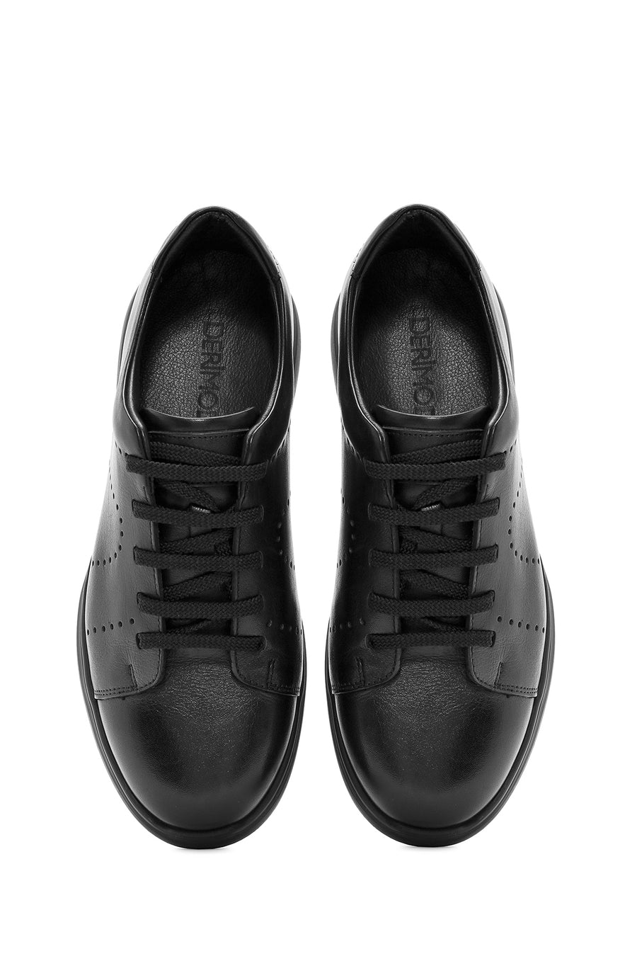 Men's Black Lace-up Leather Sneaker