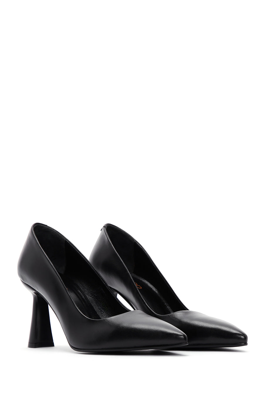 Women's Black Heeled Leather Stiletto