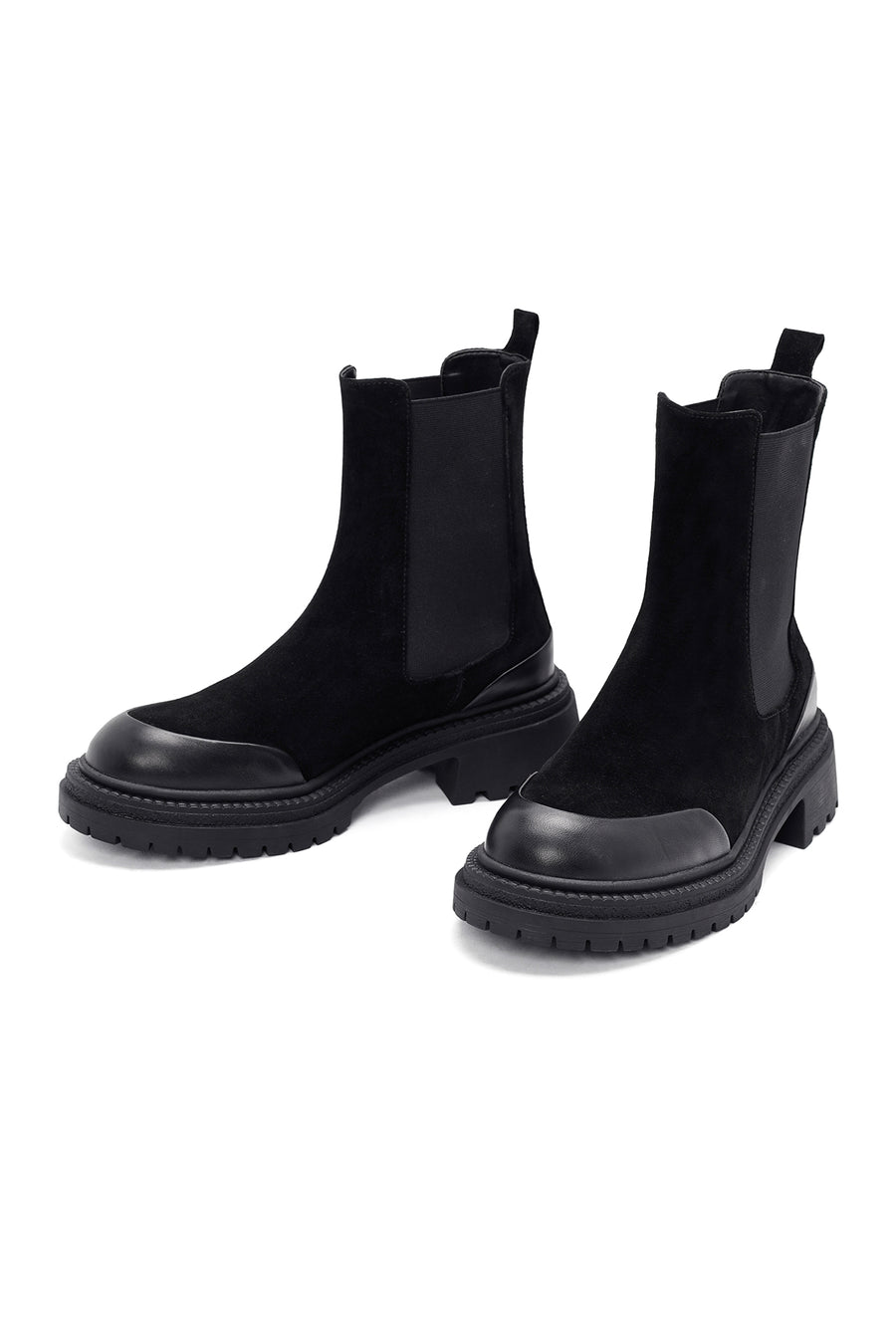 Women's Black Suede Leather Chelsea Boots