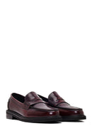 Women's Burgundy Leather Masculine Loafer | Derimod