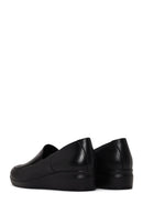 Woman Black Short Wedge-Heel Leather Comfort Shoes | Derimod