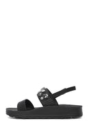Women's Black Thick Soled Stoned Sandals | Derimod