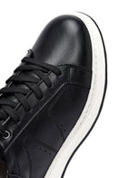 Men's Black Lace-up Thick-Sole Leather Sneaker | Derimod