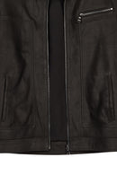 Felibe Male Black Mandarin Collar Leather Jacket | Derimod