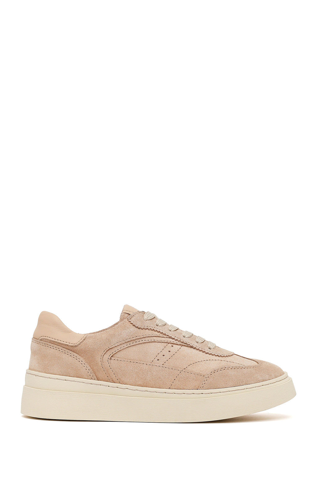Kadın Bej Bağcıklı Süet Deri Sneaker