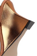 Women's Bronze Ankle Buckle High Platform Satin Sandals | Derimod