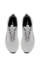 Men's Grey Lace-Up Thick-Sole Fabric Sneakers | Derimod