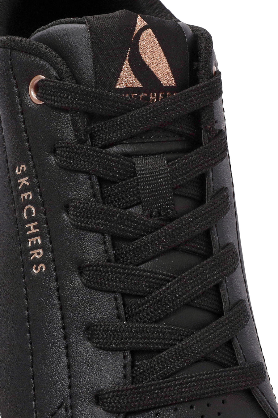 Skechers Women's Black Uno Court Lace-Up Chunky Sole Leather Sneakers