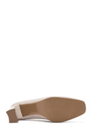 Women's Beige Low Heel Patent Leather Stiletto | Derimod