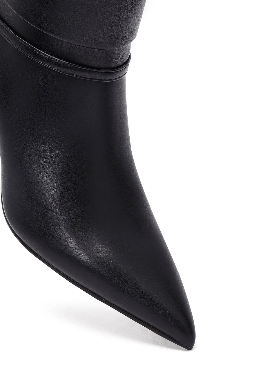 Women's Black Thin Heeled Leather Boot