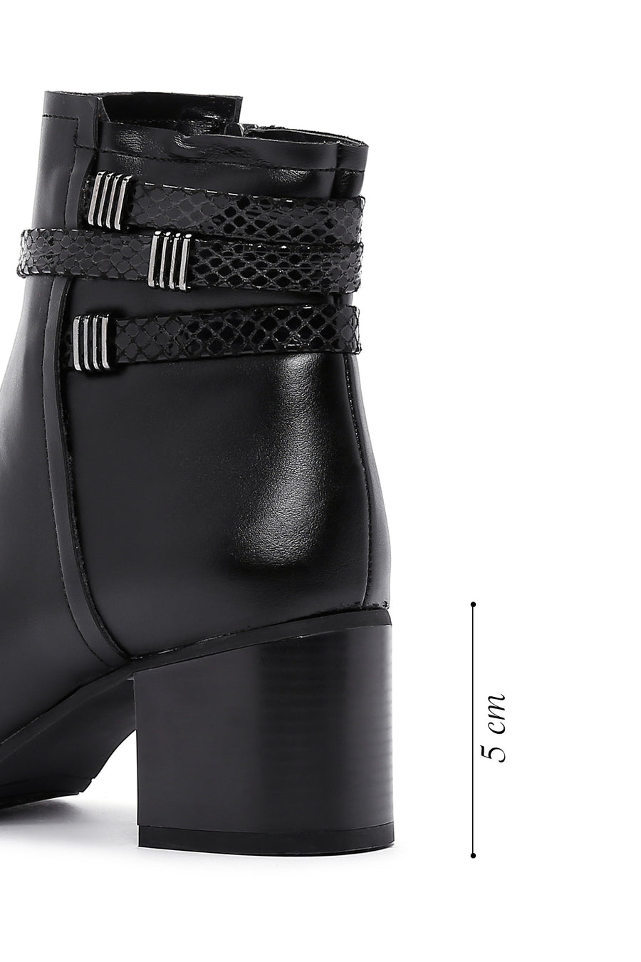 Women's Black Zippered Heeled Casual Boots