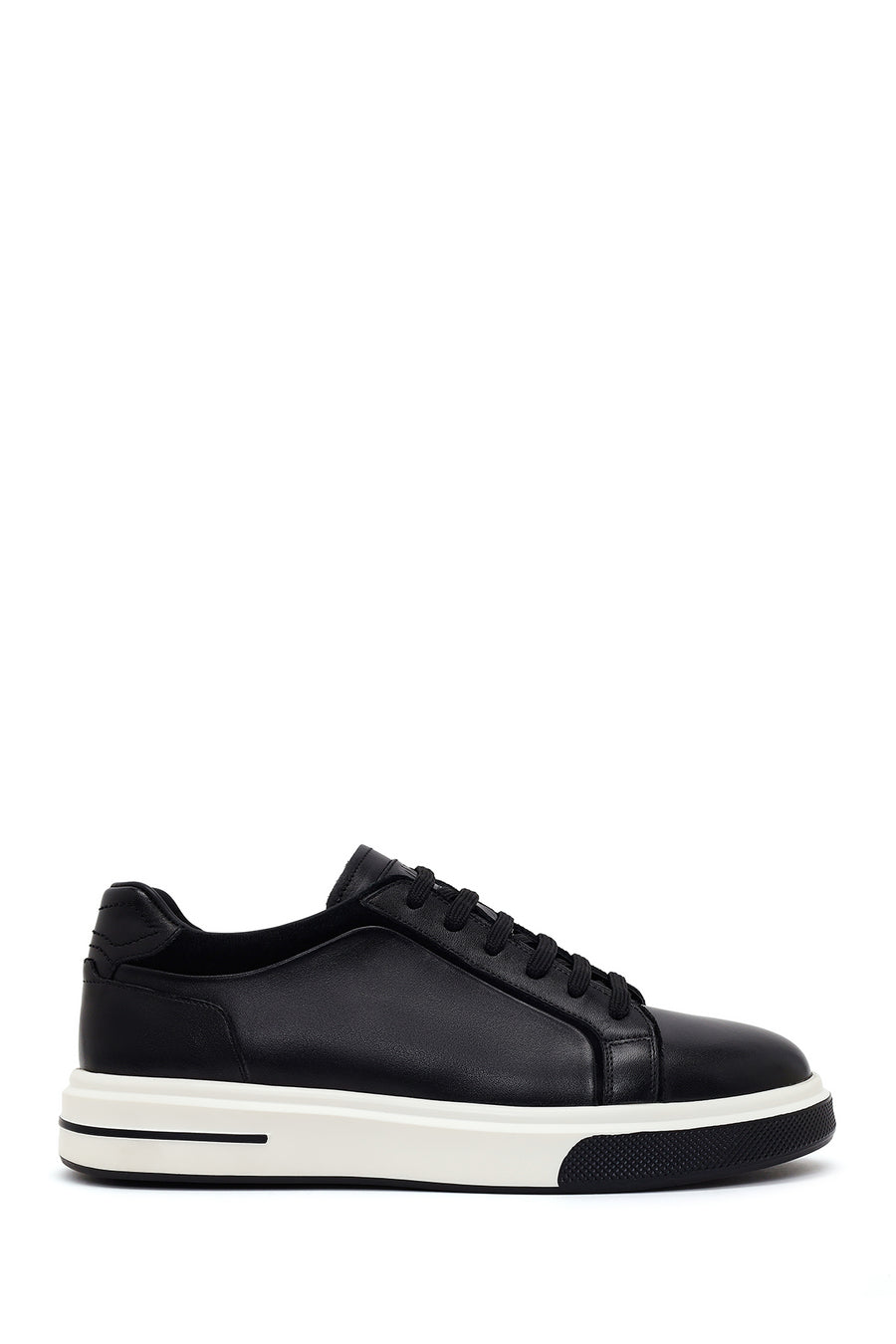 Male Black Lace-Up Thick-Soled Leather Sneaker WM740013DV | Derimod