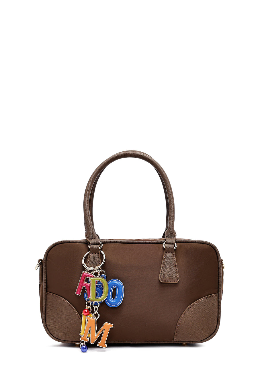 Women's Brown Long Strap Accessory Detailed Fabric Handbag