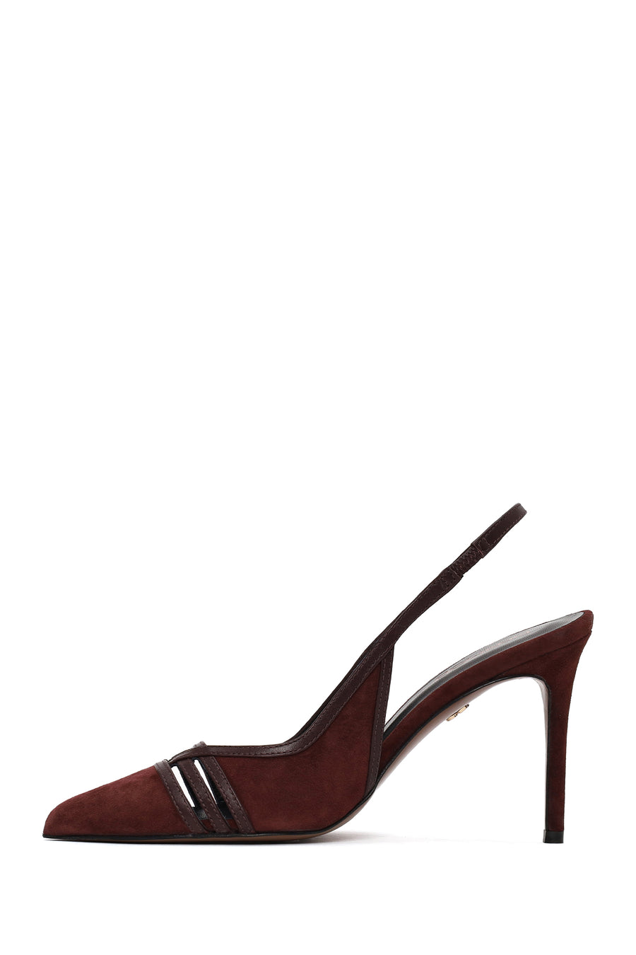 Woman Burgundy Slingback Stiletto Suede Shoes