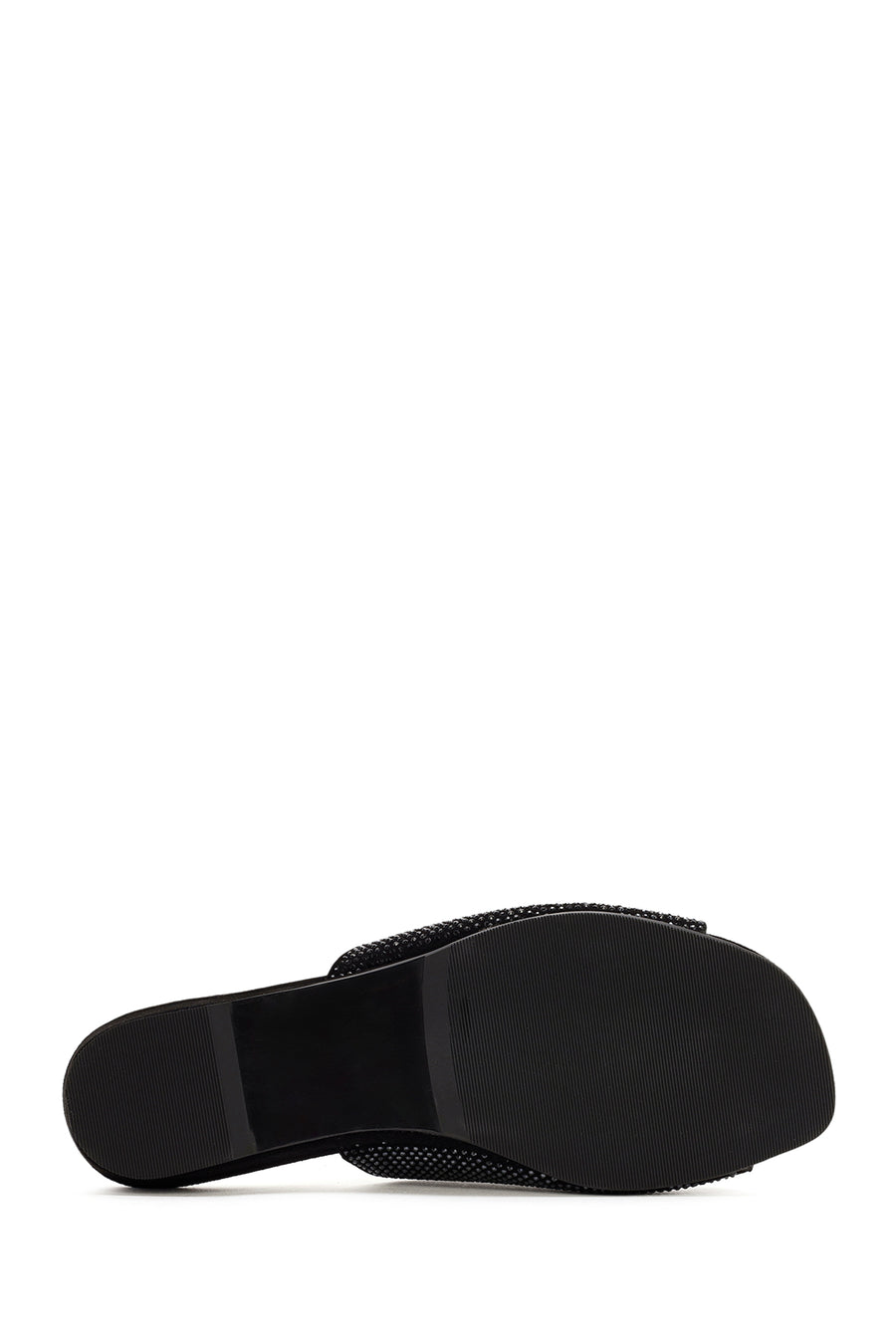 Women's Black Stoned Leather Slippers
