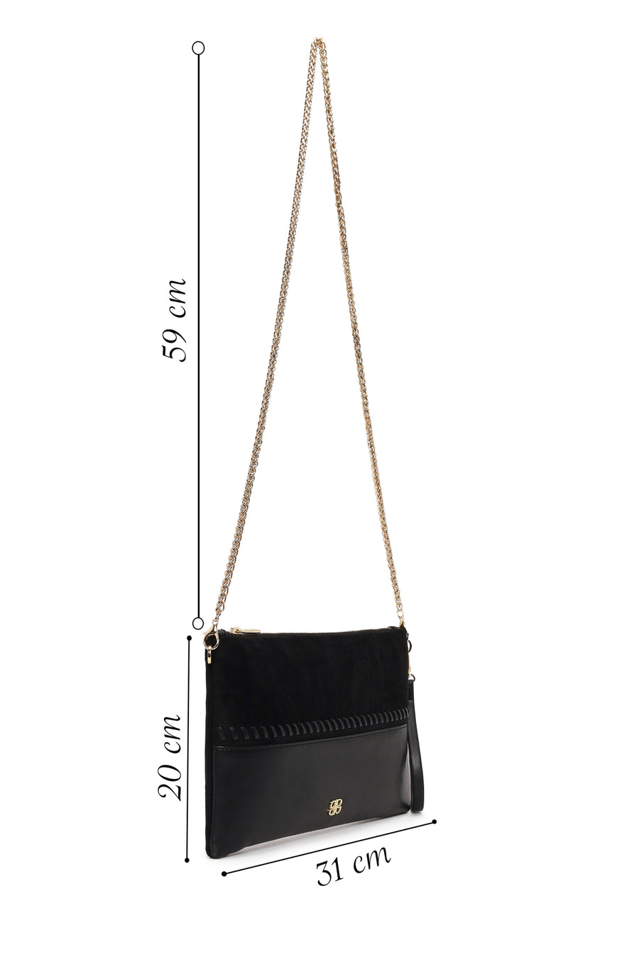 Woman Black Braided Chain-Strap Clutch Bag