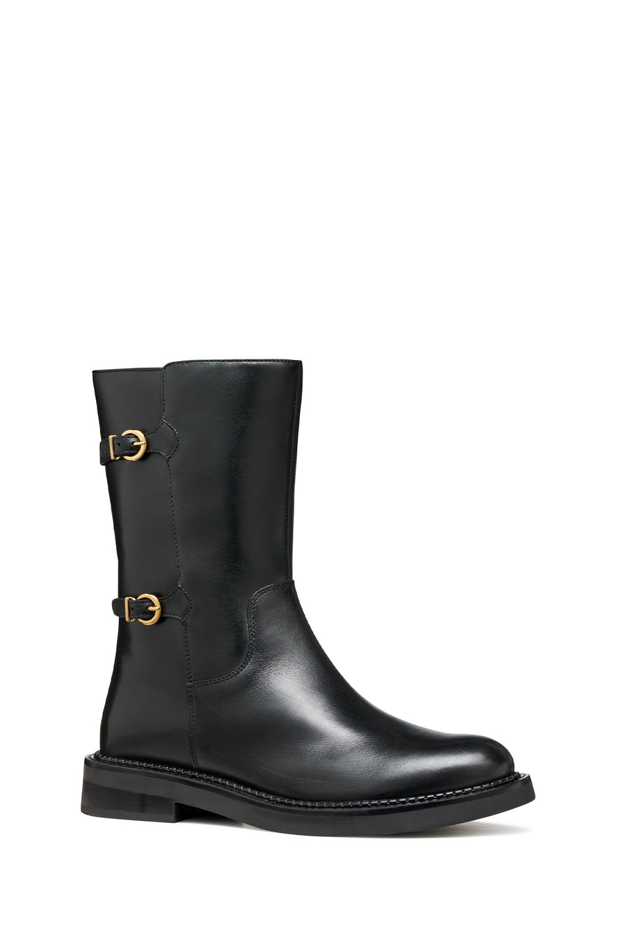 Geox Woman Black D Serılda B - Smo.Lea Zippered Buckled Leather Boot