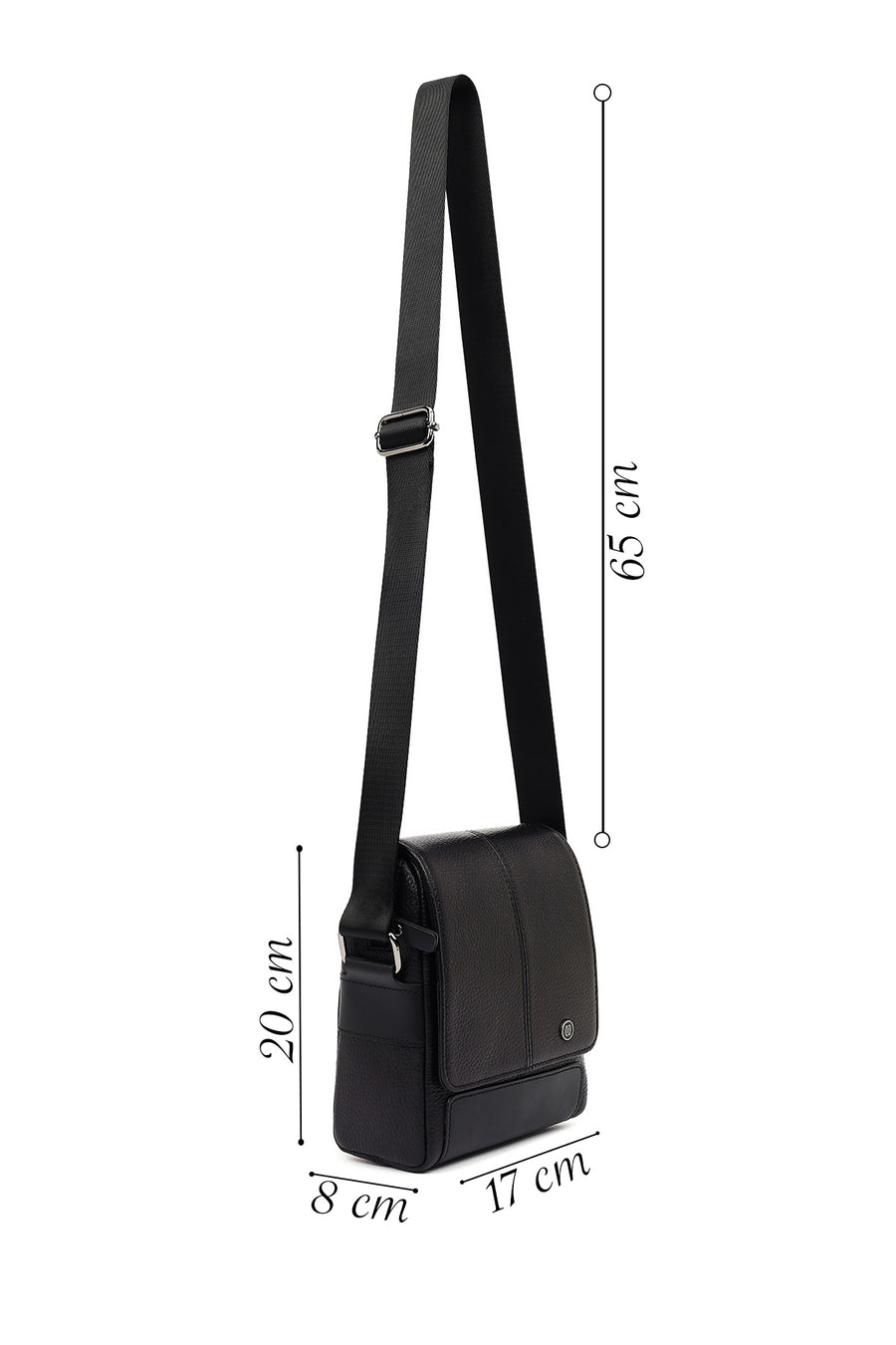 Male Black Leather Messenger Bag