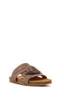 Women's Mink Tassel Suede Leather Slippers | Derimod