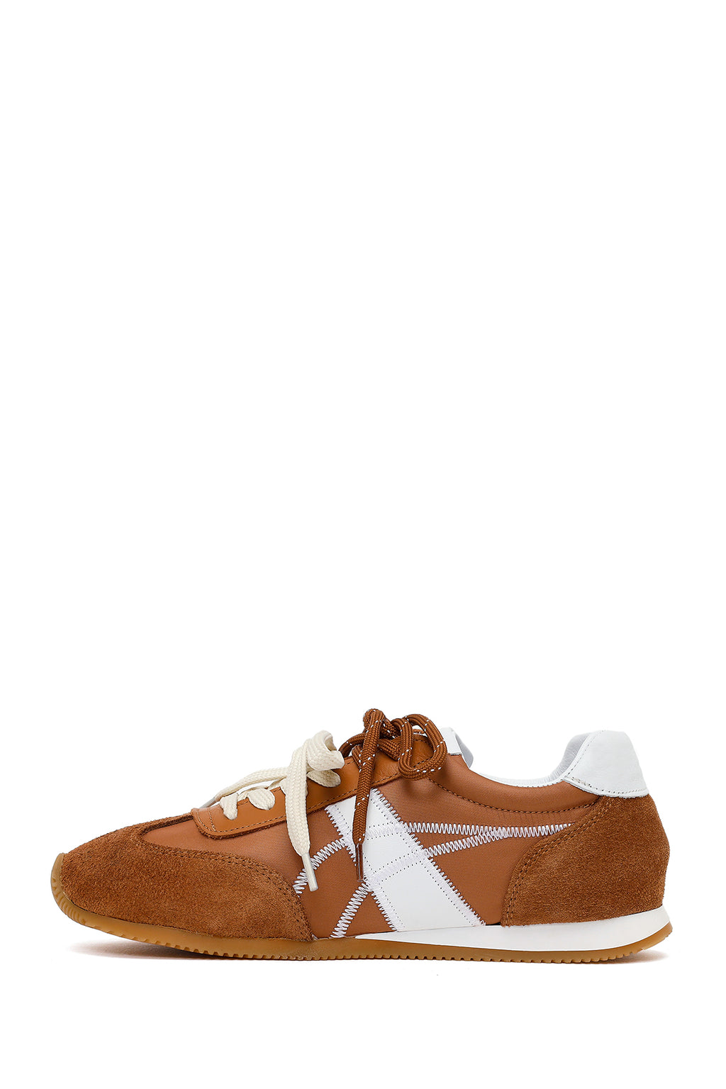 Kadın Taba Bağcıklı Deri Sneaker