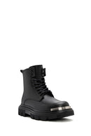 
Men's Black Lace-Up Zippered Leather Combat Boot
 | Derimod