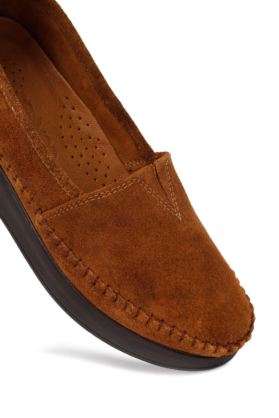 Kadın Taba Kalın Tabanlı Süet Deri Konfor Loafer