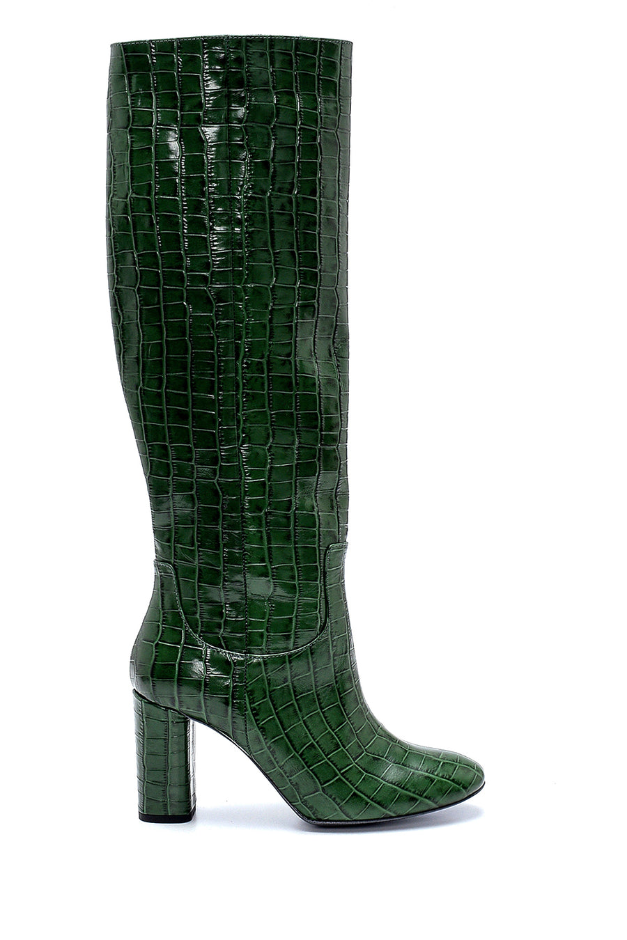 Women's Leather Crocodile Patterned Heeled Boots 20WFD2406E3 | Derimod