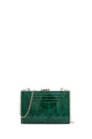 Women's Green Long Chain Strap Mini Box Clutch Bag | Derimod