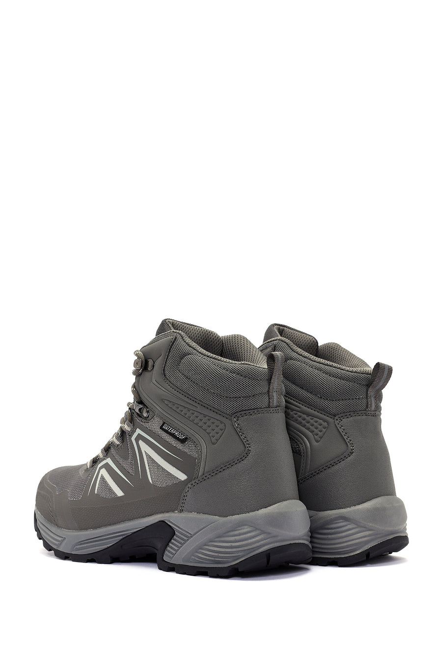 Derimod Dry Men's Grey Laced Waterproof Leather Outdoor Boots