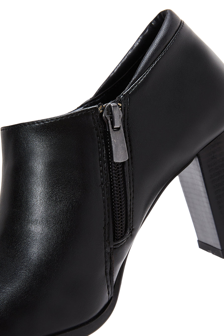 Women's Black Zippered Chunky Heel Boots