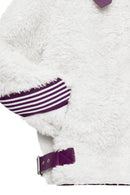 Meribel Women's Multicolored Purple Stripe Detail Teddy Coat | Derimod