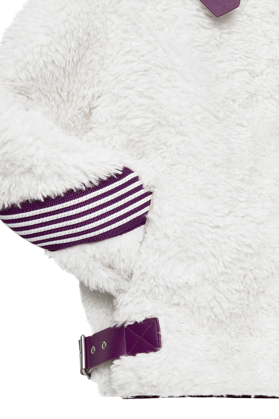Meribel Women's Multicolored Purple Stripe Detail Teddy Coat